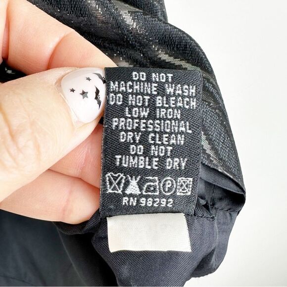 Tibi‎ Black Metallic Jacquard Full Mini Skirt Sz 8 Back Zip Evening Party - Picture 9 of 13